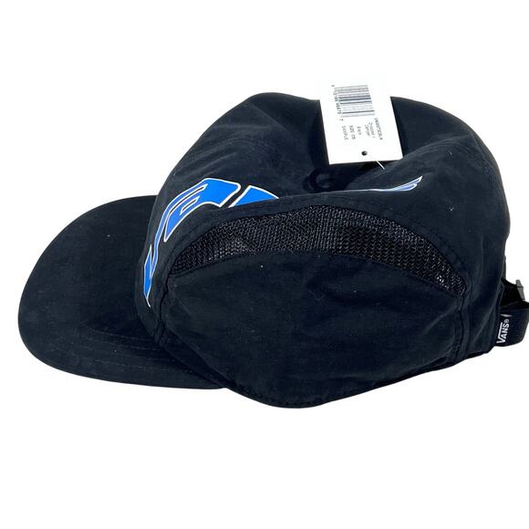 Vans Off The Wall Dropped V Camper Hat Cap Nylon Black Blue Logo Strapback New - Picture 4 of 7